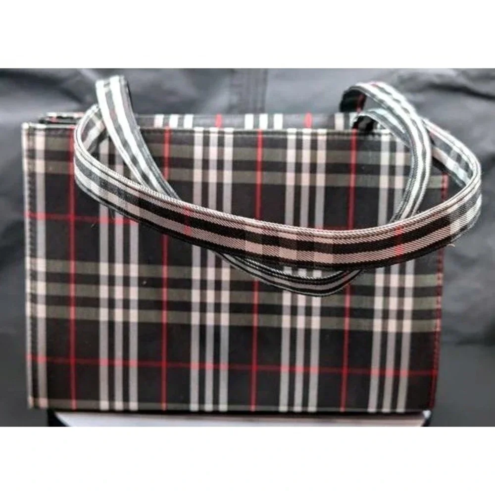 Kate Spade New York Tartan Plaid Tote Bag Shoulder Purse Leopard Lining~Vintage